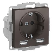 Розетка 220 с 2 USB 2 порта 5B 2,4А ATN000630 Schneider Electric Atlas Design