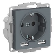 Розетка 220 с 2 USB 2 порта 5B 2,4А ATN000730 Schneider Electric Atlas Design