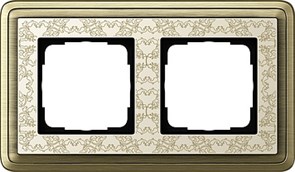 Рамка Gira ClassiX Art двухместная Бронза-кремовый 0212663 Рамка Gira ClassiX Art двухместная Бронза-кремовый 0212663