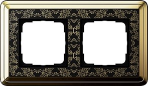 Рамка Gira ClassiX Art двухместная Латунь-Чёрный 0212672 Рамка Gira ClassiX Art двухместная Латунь-Чёрный 0212672