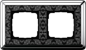 Рамка Gira ClassiX Art двухместная Хром-Чёрный 0212682 Рамка Gira ClassiX Art двухместная Хром-Чёрный 0212682