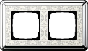 Рамка Gira ClassiX Art двухместная Хром-кремовый 0212683 Рамка Gira ClassiX Art двухместная Хром-кремовый 0212683