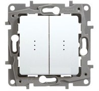 Legrand Etika белая выключатель 2-х клавишный с подсветкой, 10А, винтовые клеммы 672204 Legrand Etika белая выключатель 2-х клавишный с подсветкой, 10А, винтовые клеммы 672204