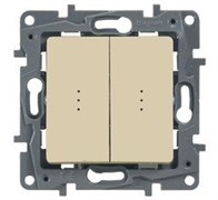 Legrand Etika слоновая кость выключатель 2-х клавишный с подсветкой, 10А, Винтовые клеммы 672304 Legrand Etika слоновая кость выключатель 2-х клавишный с подсветкой, 10А, Винтовые клеммы 672304