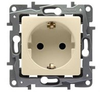Legrand Etika слоновая кость розетка с заземлением, со шторками, винтовые клеммы 672322 Legrand Etika слоновая кость розетка с заземлением, со шторками, винтовые клеммы 672322