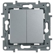Legrand Etika алюминий переключатель 2-клавишный, 10А, Автоматические клеммы 672412 Legrand Etika алюминий переключатель 2-клавишный, 10А, Автоматические клеммы 672412