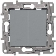 Legrand Etika алюминий переключатель 2-клавишный с подсветкой, 10А, автоматические клеммы 672416 Legrand Etika алюминий переключатель 2-клавишный с подсветкой, 10А, автоматические клеммы 672416