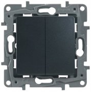 Legrand Etika антрацит переключатель 2-клавишный, 10А, авт. клем 672612 Legrand Etika антрацит переключатель 2-клавишный, 10А, авт. клем 672612