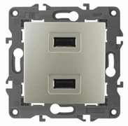 Зарядка usb 2 порта тип А 2100 mA шампань ЭРА Элеганс 14-4110-04