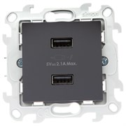 Simon 24 Графит Зарядное устройство 2хUSB 2,4A