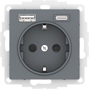SE AtlasDesign Грифель Розетка 16А с USB A+C (5В/2,4А/3 А, 2х5В/1,5А), мех