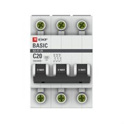Автоматический выключатель EKF 47-29 Basic 20А 3п mcb4729-3-20C, 4.5кА, C