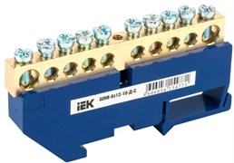 Шина нулевая IEK ШНИ-8х12-10-Д-С YNN10-812-10D-K07, на DIN-изоляторе