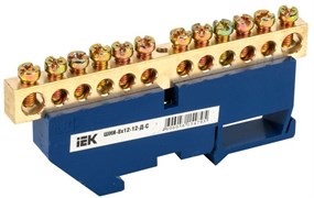 Шина нулевая IEK ШНИ 8х12-12-Д-С YNN10-812-12D-K07, на DIN-изоляторе