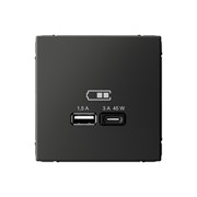 ArtGallery Базальт USB Розетка A + тип-C 45Вт высокоскоростная зарядка QC, PD, механизм GAL001429 ArtGallery Базальт USB Розетка A + тип-C 45Вт высокоскоростная зарядка QC, PD, механизм GAL001429