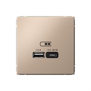 ArtGallery Песочный USB Розетка A + тип-C 45Вт высокоскоростная зарядка QC, PD, механизм GAL001229 ArtGallery Песочный USB Розетка A + тип-C 45Вт высокоскоростная зарядка QC, PD, механизм GAL001229