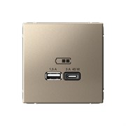 ArtGallery Шампань USB Розетка A + тип-C 45Вт высокоскоростная зарядка QC, PD, механизм GAL000529 ArtGallery Шампань USB Розетка A + тип-C 45Вт высокоскоростная зарядка QC, PD, механизм GAL000529