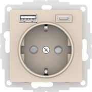 Systeme Electric AtlasDesign бежевый розетка 16А с USB A+C (5В/2,4А/3 А, 2х5В/1,5А), мех ATN000232 Systeme Electric AtlasDesign бежевый розетка 16А с USB A+C (5В/2,4А/3 А, 2х5В/1,5А), мех ATN000232