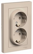 Systeme Electric AtlasDesign песочный розетка двойная с заземлением, со шторками, 16А, в сборе ATN001226 Systeme Electric AtlasDesign песочный розетка двойная с заземлением, со шторками, 16А, в сборе ATN001226
