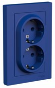 Systeme Electric AtlasDesign аквамарин розетка двойная с заземлением, 16А, в сборе ATN001124