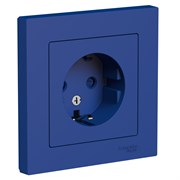 Systeme Electric AtlasDesign аквамарин розетка с заземлением, со шторками, 16А, в сборе ATN001144