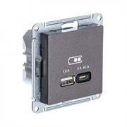 Systeme Electric AtlasDesign мокко USB розетка A + тип-C 45W высокоскор.заряд. QC, PD, механизм ATN000629 Systeme Electric AtlasDesign мокко USB розетка A + тип-C 45W высокоскор.заряд. QC, PD, механизм ATN000629