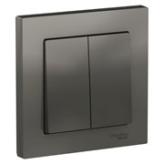 Systeme Electric AtlasDesign сталь выключатель 2-клавишный сх.5, 10АХ, в сборе ATN000952