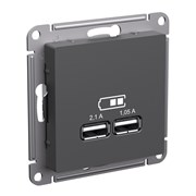 Systeme Electric AtlasDesign базальт розетка USB A+A, 5В/2,1 А, 2х5В/1,05 А, механизм ATN001433 Systeme Electric AtlasDesign базальт розетка USB A+A, 5В/2,1 А, 2х5В/1,05 А, механизм ATN001433