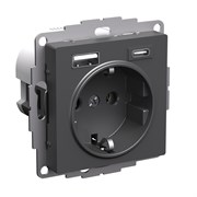 Systeme Electric AtlasDesign базальт розетка 16А с 2 USB A+C, 5В/2,4А/3,0А, 2х5В/1,5А, механизм ATN001432 Systeme Electric AtlasDesign базальт розетка 16А с 2 USB A+C, 5В/2,4А/3,0А, 2х5В/1,5А, механизм ATN001432