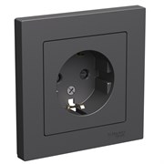 Systeme Electric AtlasDesign базальт розетка с заземлением, со шторками, 16А, в сборе ATN001444 Systeme Electric AtlasDesign базальт розетка с заземлением, со шторками, 16А, в сборе ATN001444