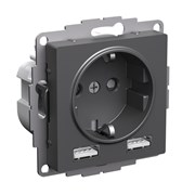 Systeme Electric AtlasDesign базальт розетка 16А с 2 USB A+A, 5В/2,4А, 2х5В/1,2А, механизм ATN001430 Systeme Electric AtlasDesign базальт розетка 16А с 2 USB A+A, 5В/2,4А, 2х5В/1,2А, механизм ATN001430