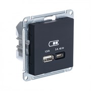 Systeme Electric AtlasDesign карбон USB розетка A + тип-C 45W высокоскоростная зарядка QC, PD, механизм ATN001029
