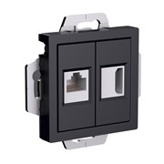 Systeme Electric AtlasDesign карбон розетка двойная HDMI+RJ45, кат.5Е, механизм ATN001082