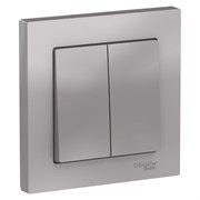 Systeme Electric AtlasDesign алюминий выключатель 2-клавишный сх.5, 10АХ, в сборе ATN000352