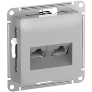 Systeme Electric AtlasDesign Алюминийрозетка двойная комп RJ45+RJ45, кат.6А, механизм ATN000388
