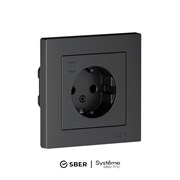 Systeme Electric AtlasDesign Smart Карбон Розетка с заземл., со шт., Zigbee, L+N, 16А, мех. ATN001045Z