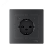 ATLASDESIGN SMART РОЗЕТКА с заземл., со шт., Zigbee, L+N, 16А, мех., КАРБОН ATN001045Z pe987126