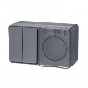 Systeme Electric AtlasDesign Profi54 наружный антрацит блок: розетка с заземлением, со шторками + выключатель 2-клавишный 10А ATN544074 Systeme Electric AtlasDesign Profi54 наружный антрацит блок: розетка с заземлением, со шторками + выключатель 2-клавишный 10А ATN544074