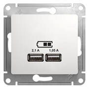 Glossa белый розетка USB 5В/2,1А, 2х5В/1,05А GSL000133 Glossa белый розетка USB 5В/2,1А, 2х5В/1,05А GSL000133
