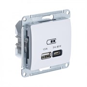 Glossa Белый USB розетка A + тип-C 45W высокоскорост. зарядка QC, PD, механизм GSL000129 Glossa Белый USB розетка A + тип-C 45W высокоскорост. зарядка QC, PD, механизм GSL000129