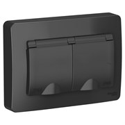 Blanca внутренняя антрацит розетка 2-ая с заземлением, IP44 со шторками, 16А, 250В BLNRS441126