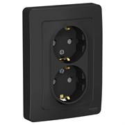 Blanca внутренняя антрацит розетка 2-ая с заземлением, со шторками, 16А, 250В BLNRS001126