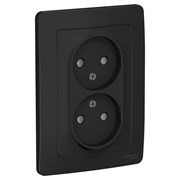 Blanca внутренняя антрацит розетка 2-ая без заземления со шторками, 16А, 250В BLNRS000126