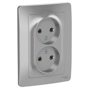 Blanca внутренняя алюминий розетка 2-ая без заземления без шторок, 16А, 250В BLNRS000023