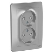 Blanca внутренняя алюминий розетка 2-ая без заземления со шторками, 16А, 250В BLNRS000123