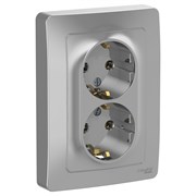 Blanca внутренняя алюминий розетка 2-ая с заземлением, без шторок, 16А, 250В BLNRS001023
