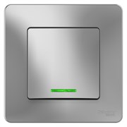 Blanca внутренняя алюминий переключатель 1-клавишный с подсветкой, 10А, 250B BLNVS010613