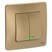 Blanca внутренняя титан выключатель 2-клавишный с подсветкой, 10А, 250B BLNVS010514