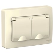 Blanca внутренняя молочная розетка 2-ая с заземлением, со шторками IP44, 16А, 250В BLNRS441122