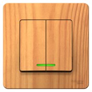 Blanca внутренняя ясень выключатель 2-клавишный с подсветкой, 10А, 250B BLNVS010515